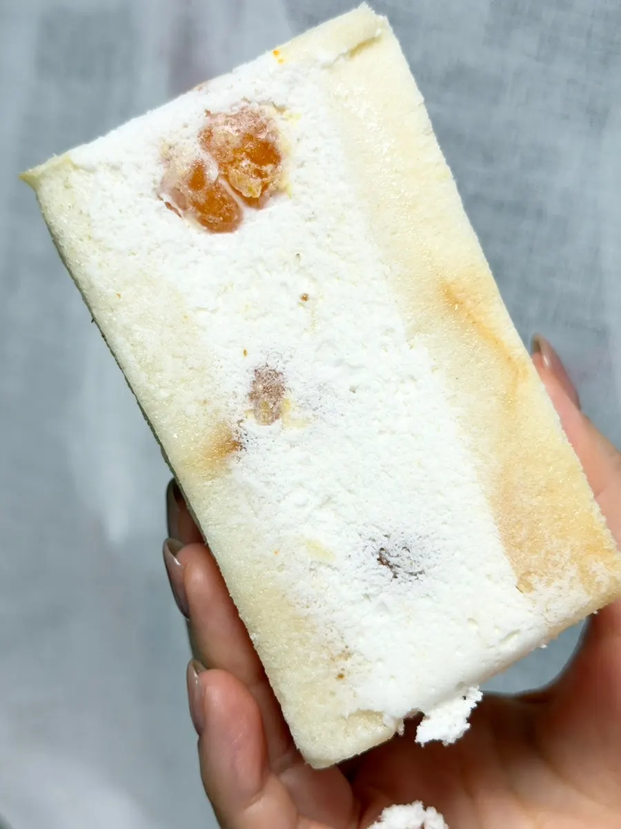 Tangerine sando and cream enjoyed at home