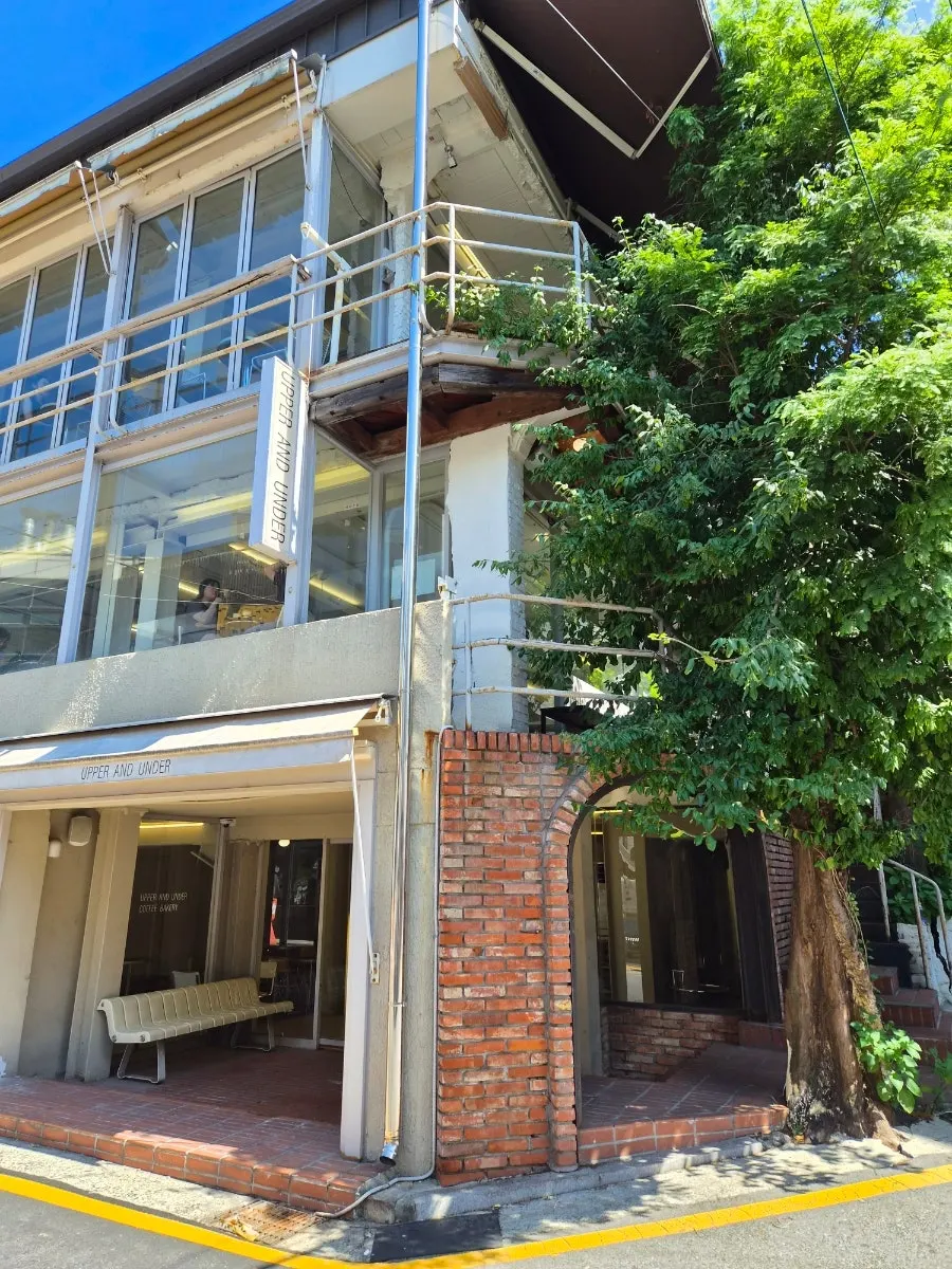 Alley view of the Upper and Under café exterior