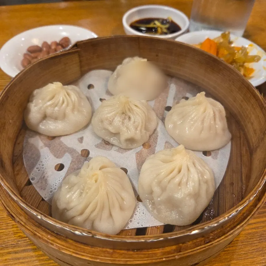 Xiaolongbao served in a steamer