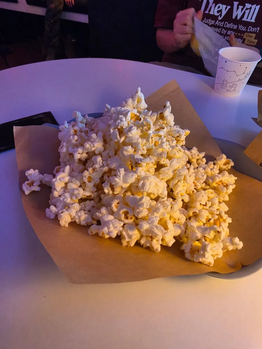 Basic snack popcorn served still in the bag