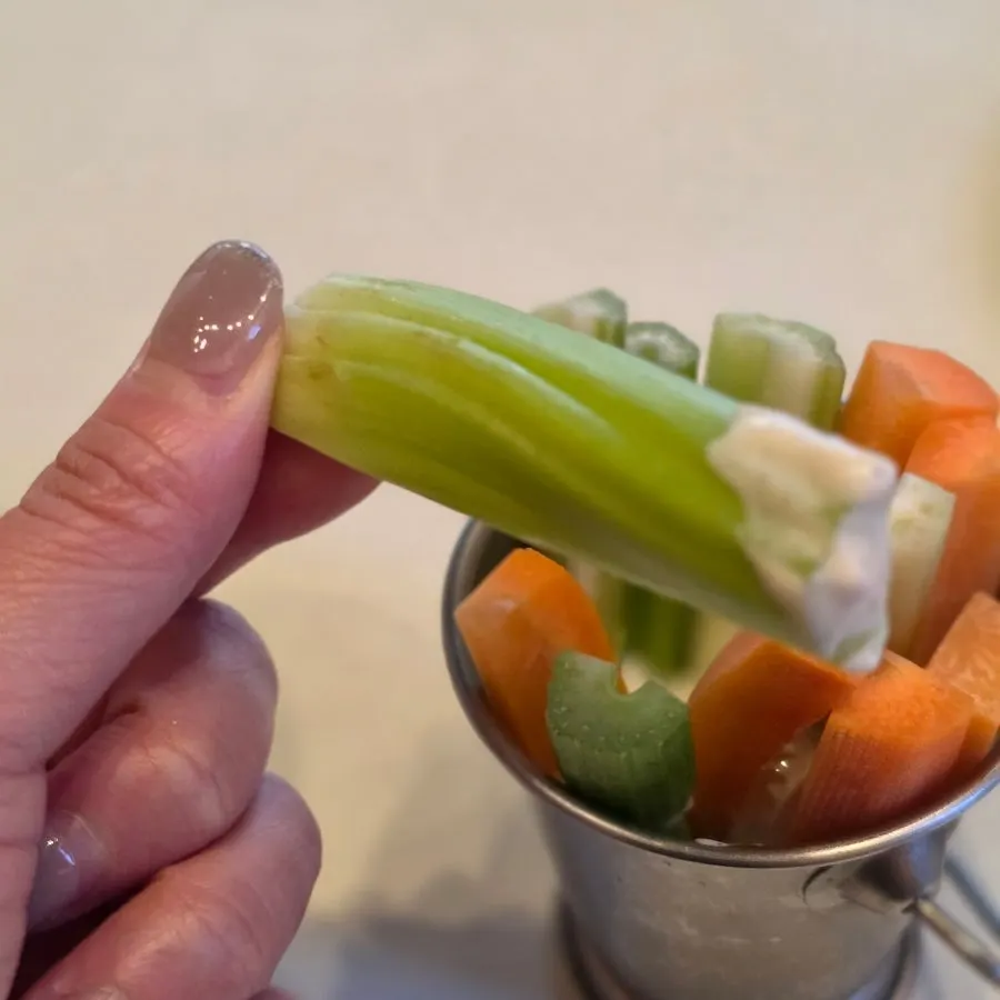 Veggie sticks served with ranch sauce