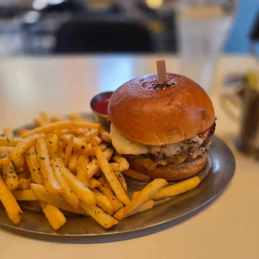 Double cheeseburger with two Hanwoo beef patties