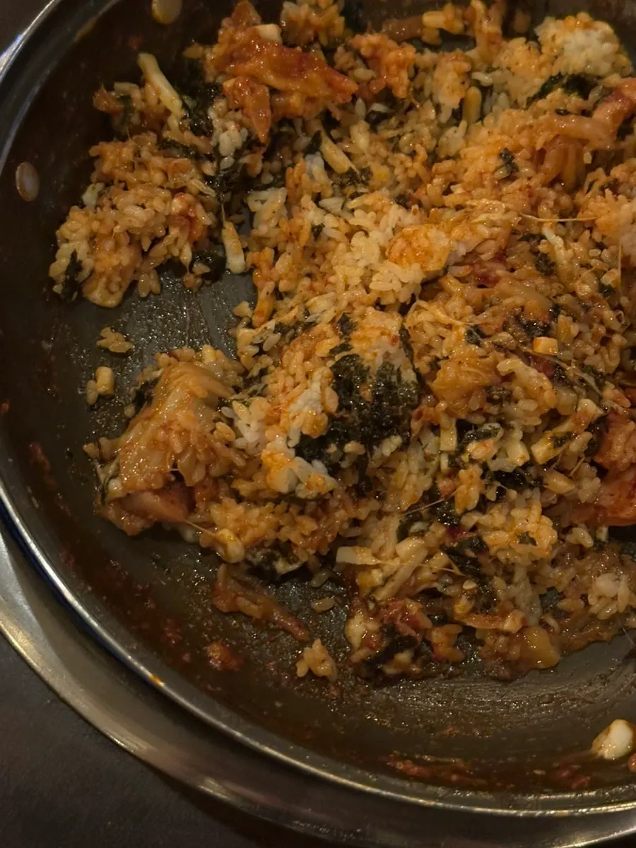 Fried rice piled high with cheese