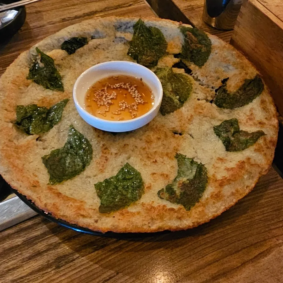 Savory pancake for wrapping the dakgalbi