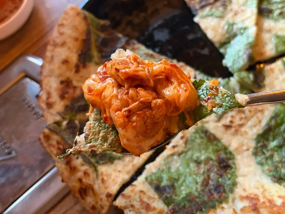 Cheese dakgalbi and potato pancake spread at Dakgalbijeon Gangnam Branch