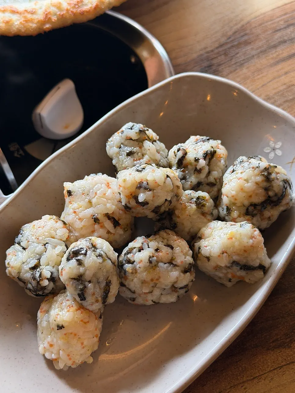 Bite-sized flying fish roe rice balls
