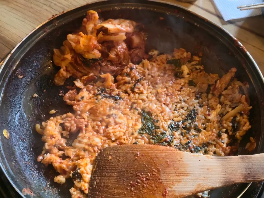 Potato pancake paired with cheese dakgalbi
