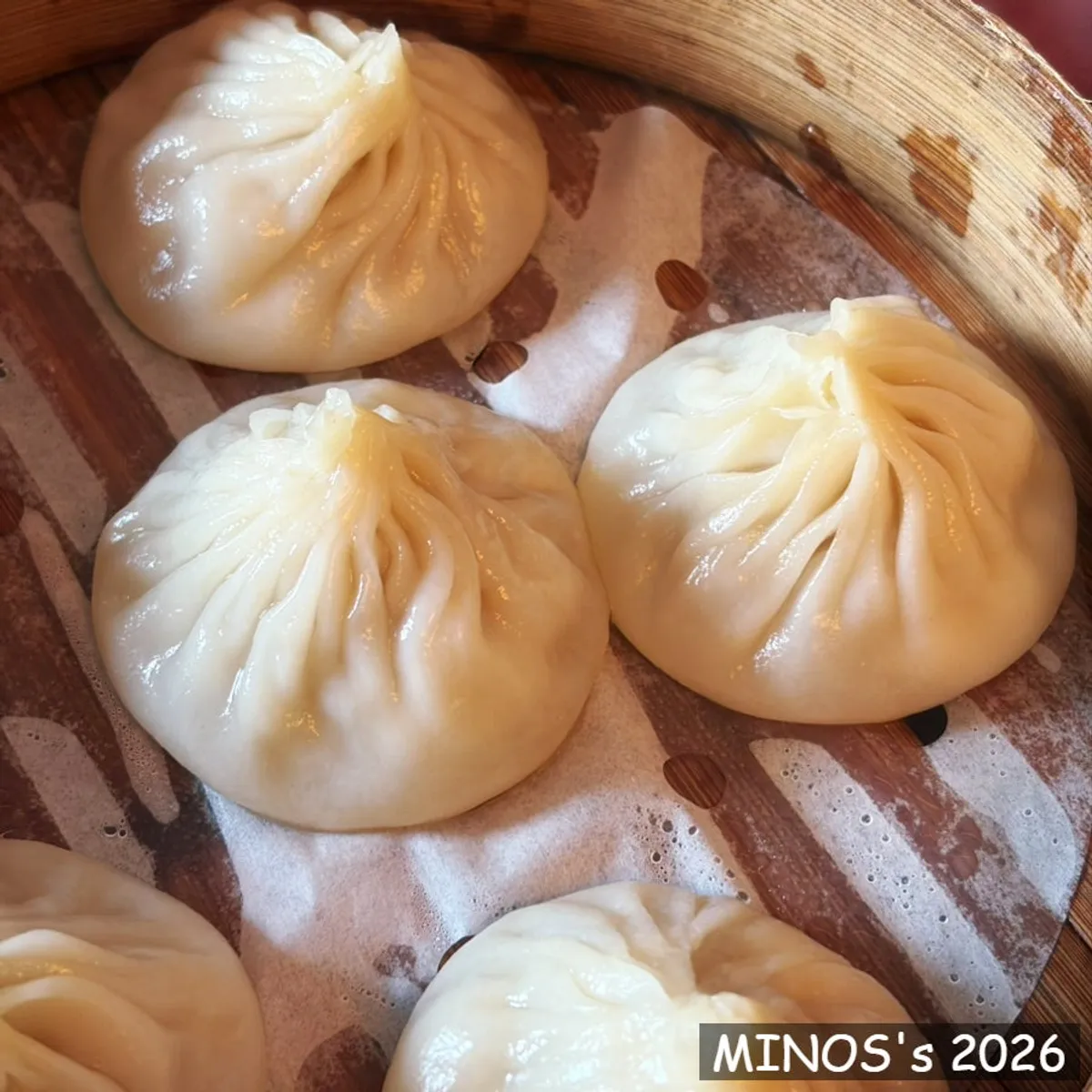A plate of Namsogwan xiaolongbao dim sum