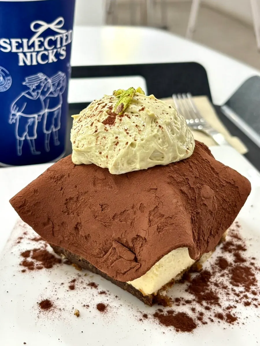 Dubai chewy tiramisu and iced Americano