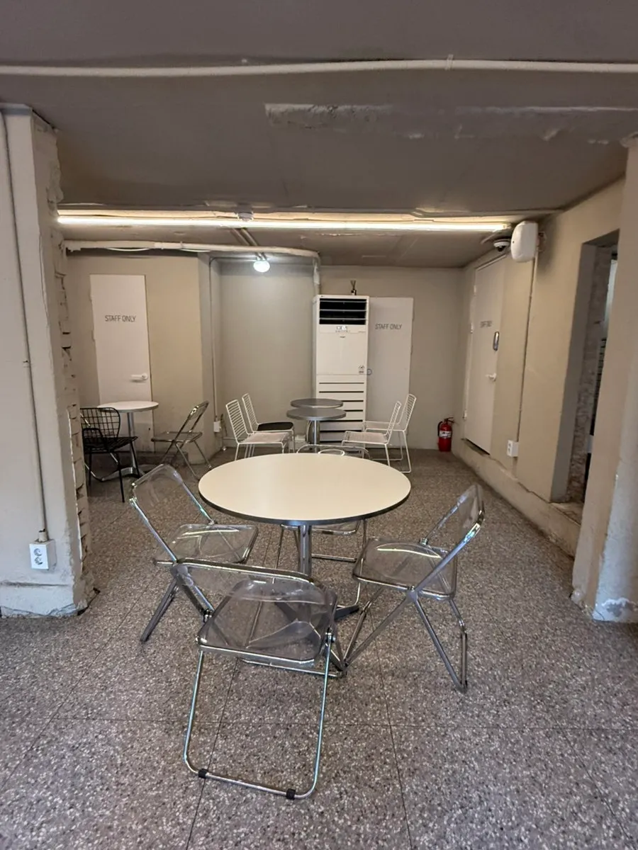 Café space arranged across several floors