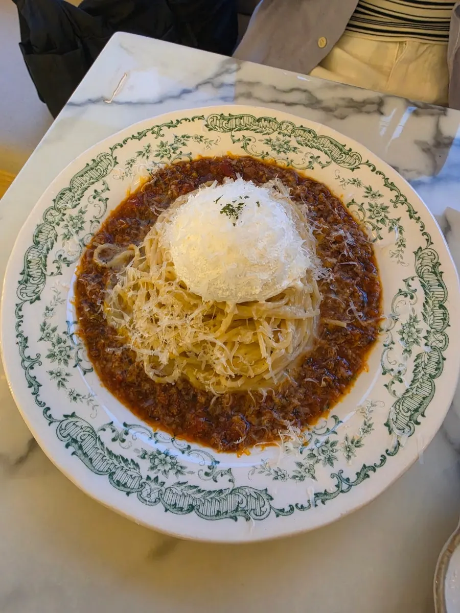 Darak Rose Pasta topped with burrata cheese