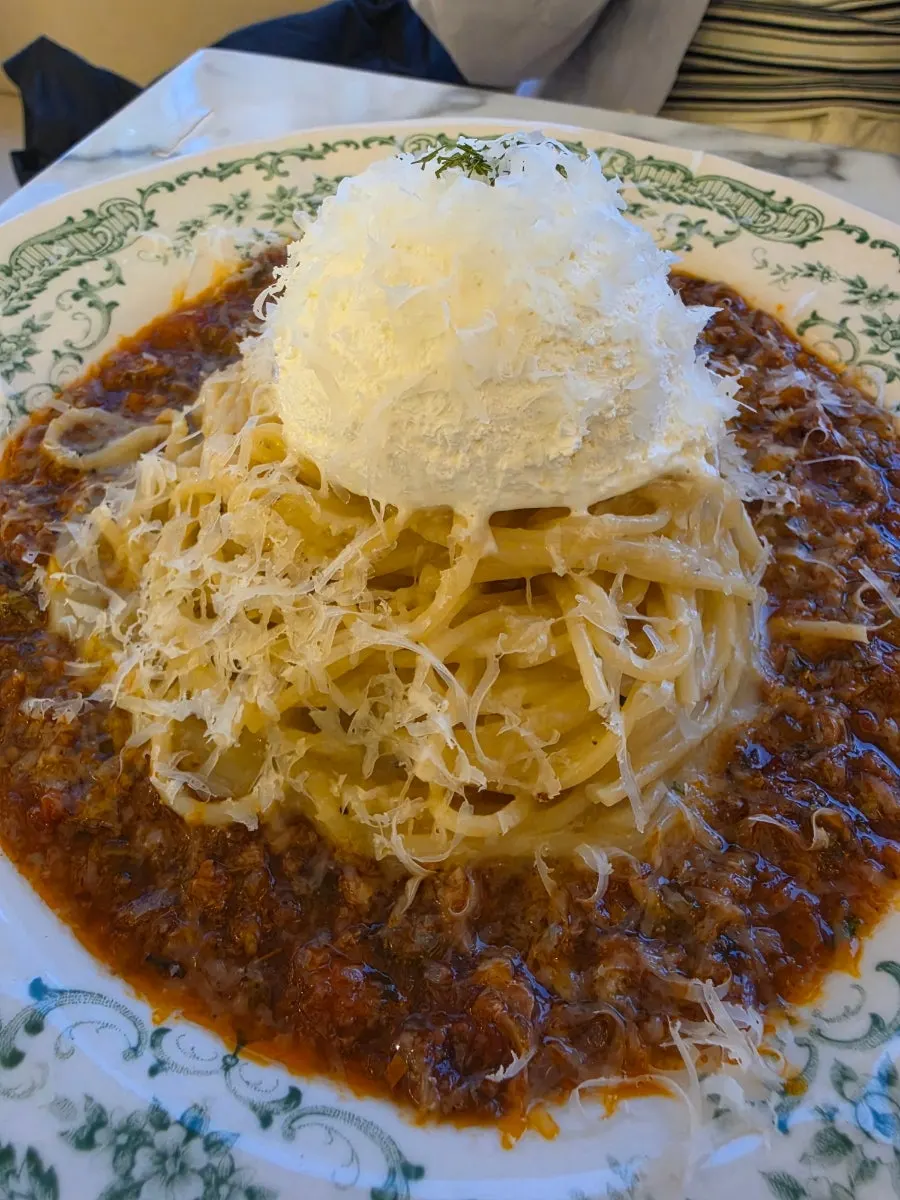 Darak Rose Pasta topped with burrata cheese