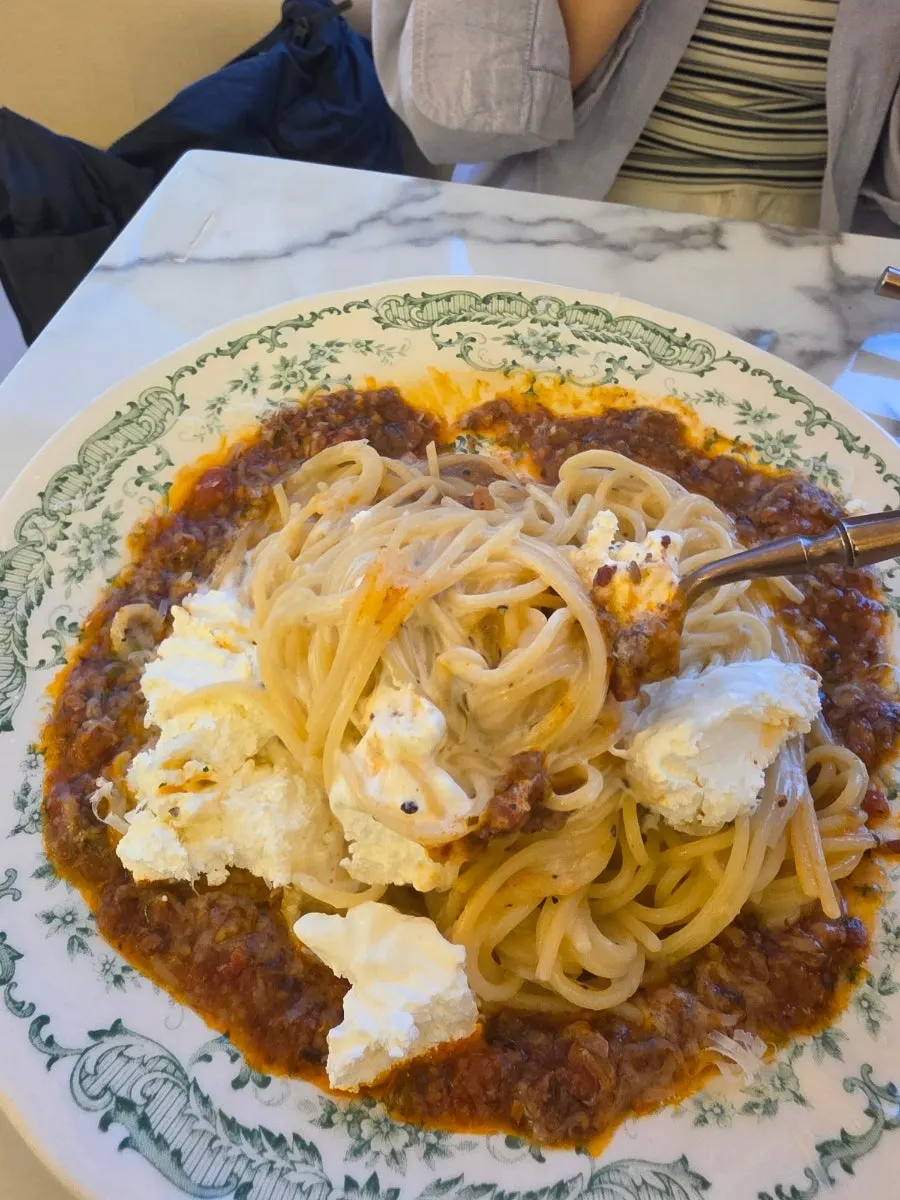 Darak Rose Pasta topped with burrata cheese
