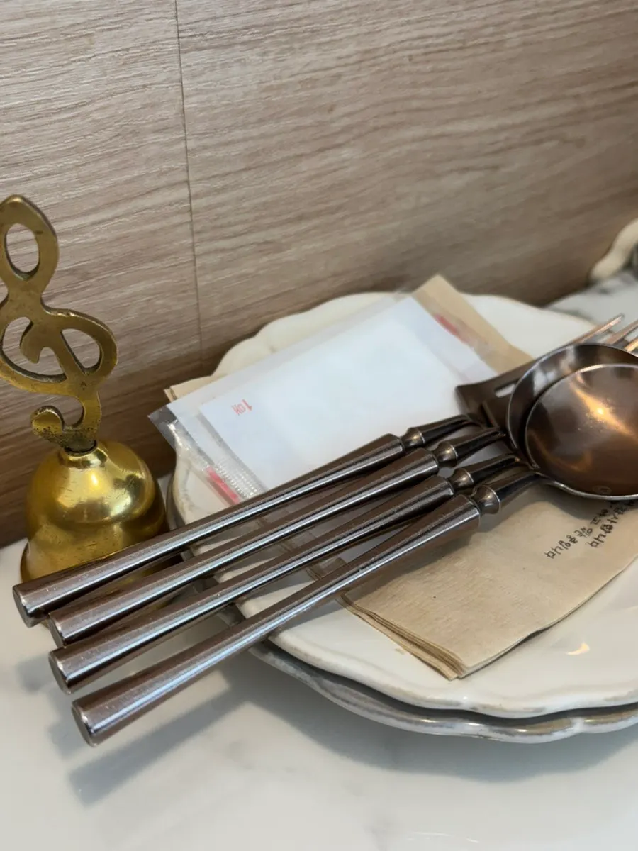 Table set with antique-style dishes