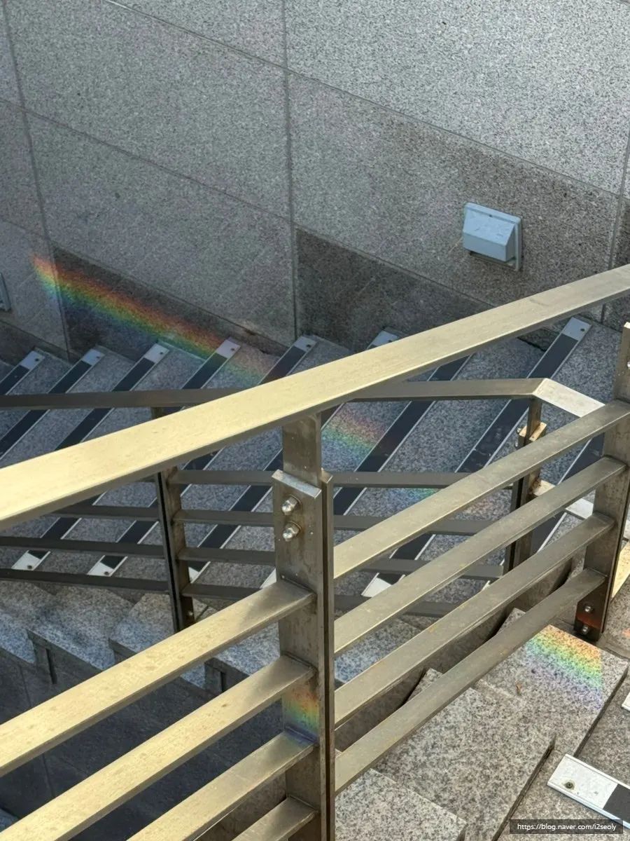 Sign at the building entrance pointing down to the basement level