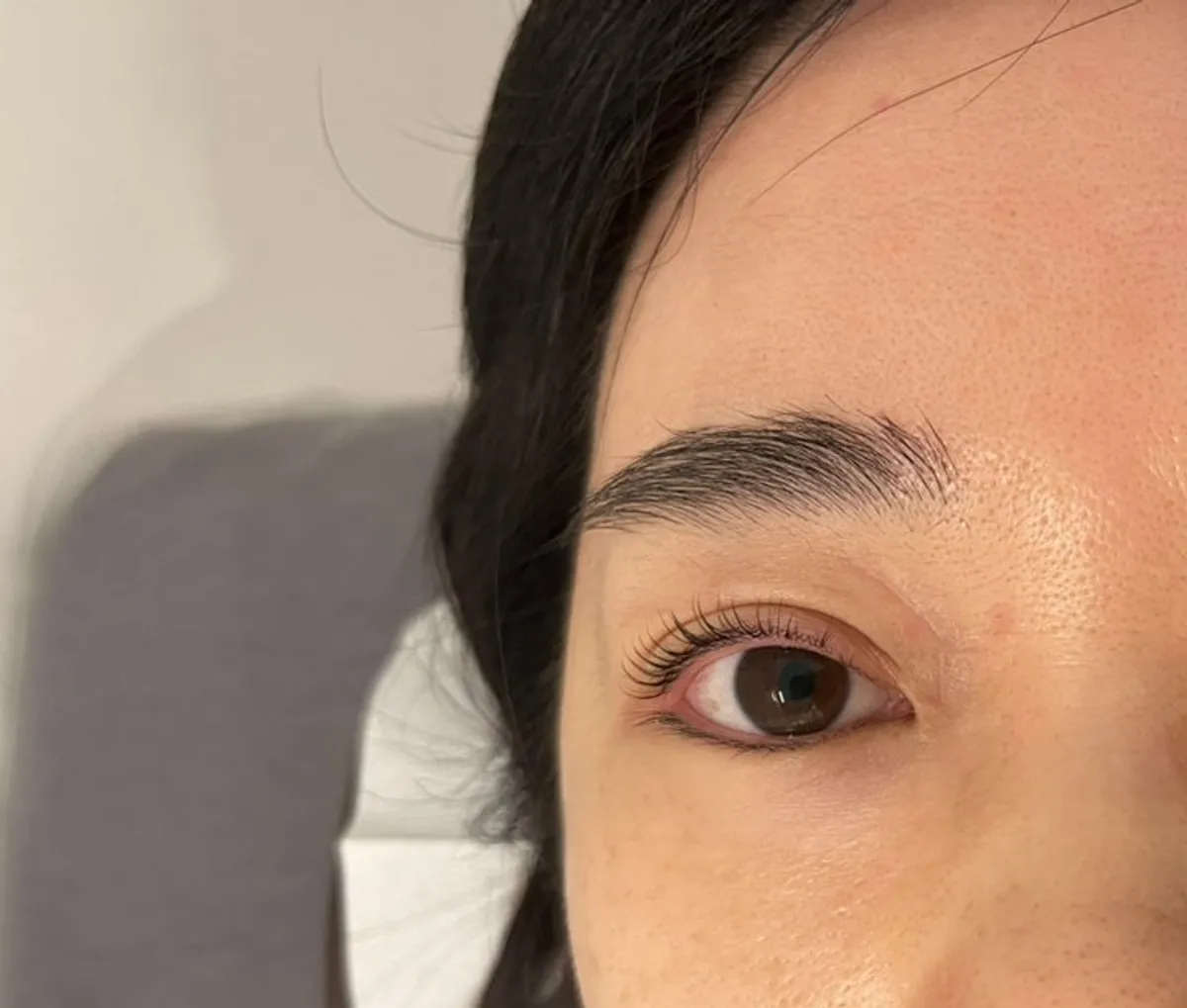 Close-up of eyes after the lash lift