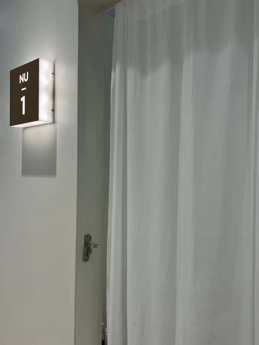 Private shower set up in each treatment room