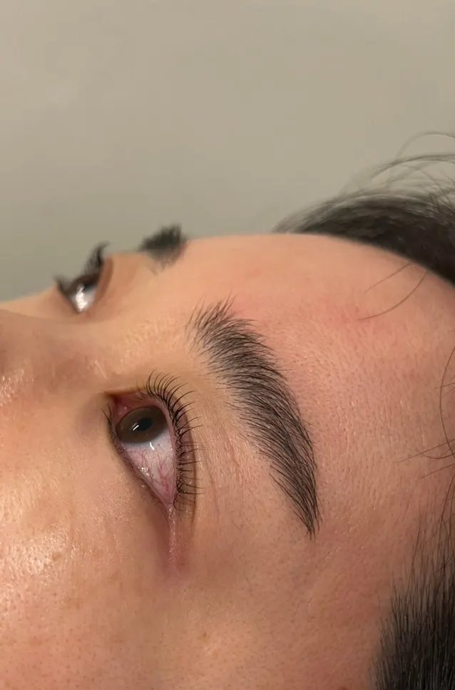 After shot of lifted, curled lashes
