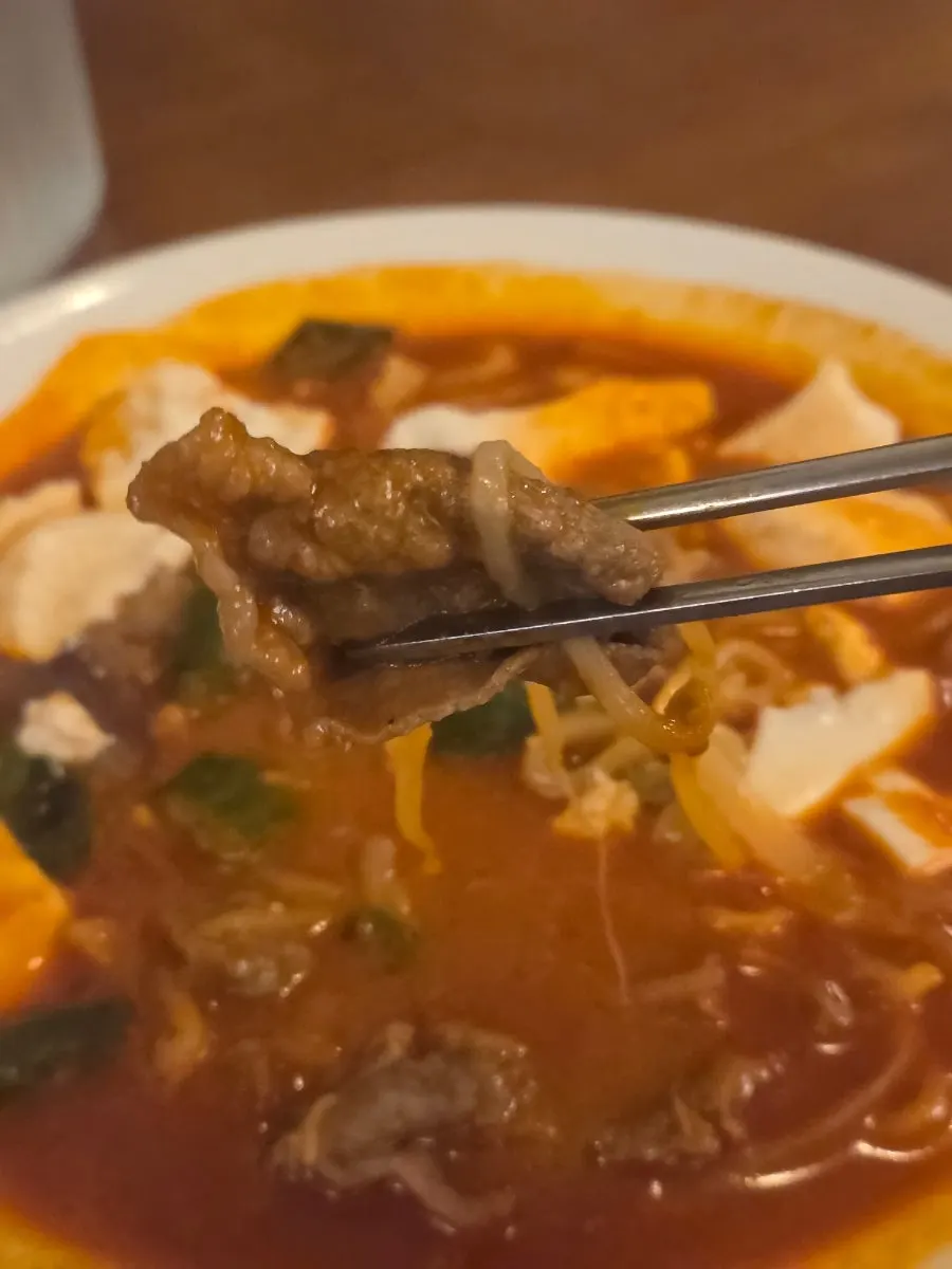 Brisket sundubu kalguksu broth