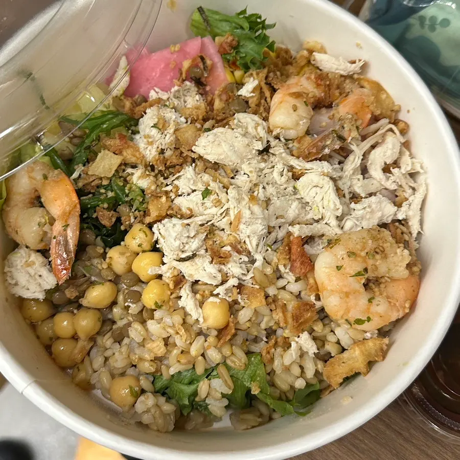 Chicken breast poke with chickpeas