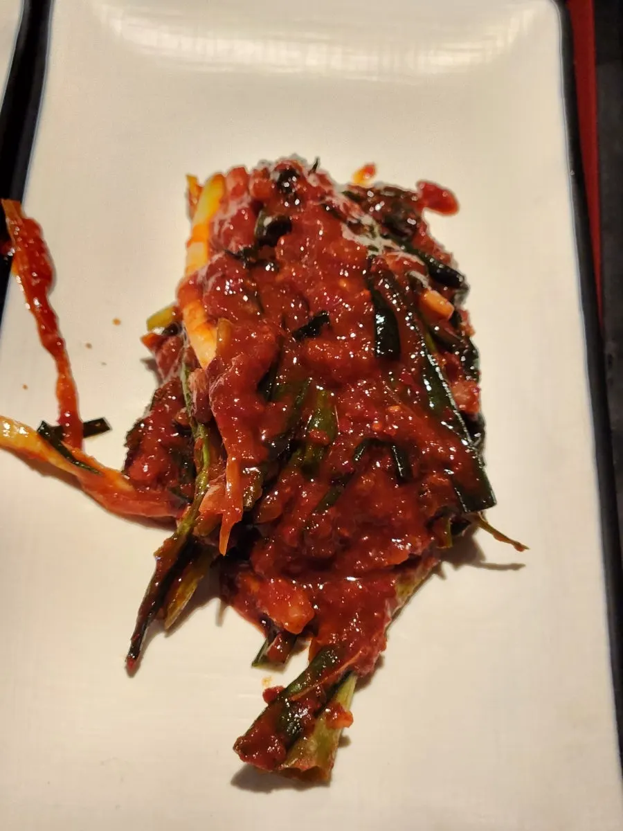 Wild garlic side dish and green onion kimchi