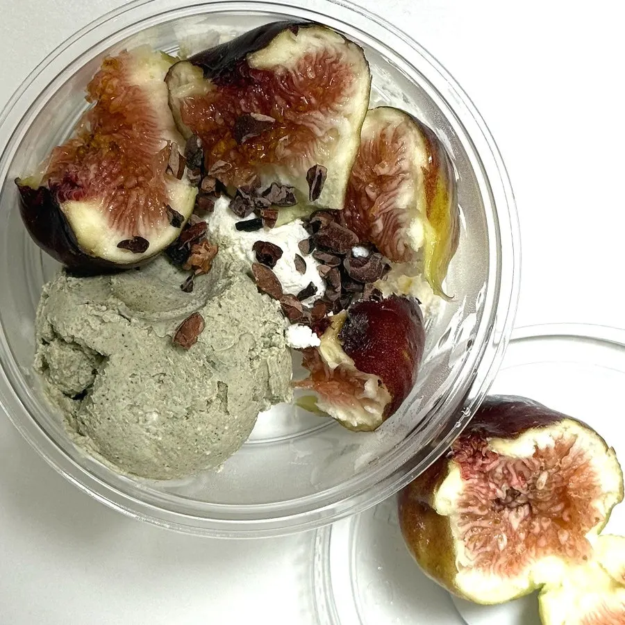 Close-up of thick plain Greek yogurt