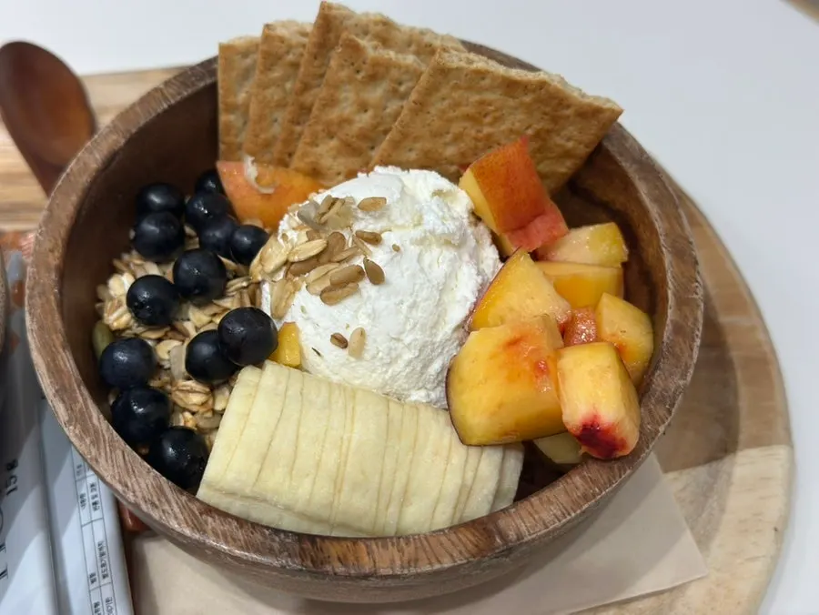 Yogurt bowl topped with fresh fruit