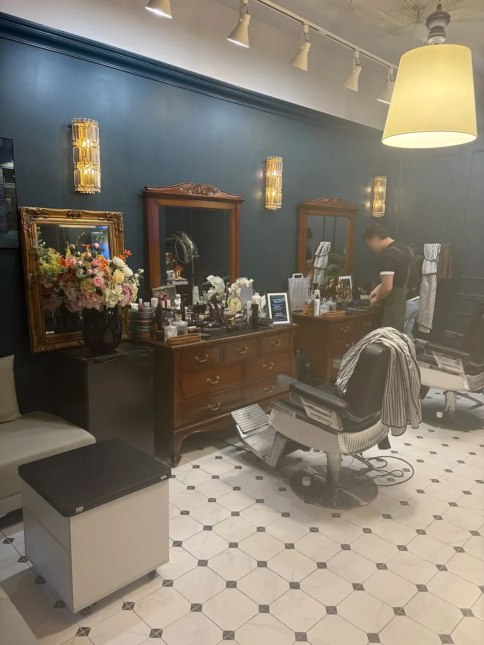 Menu board of barbershop services