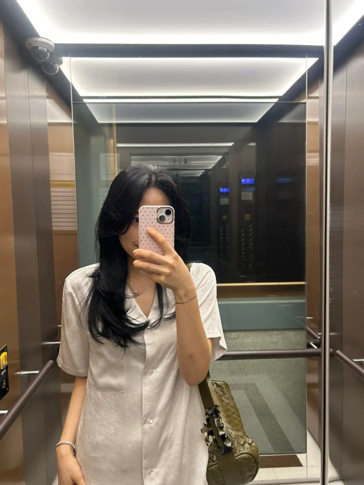 Hair tidied up after all-over black color