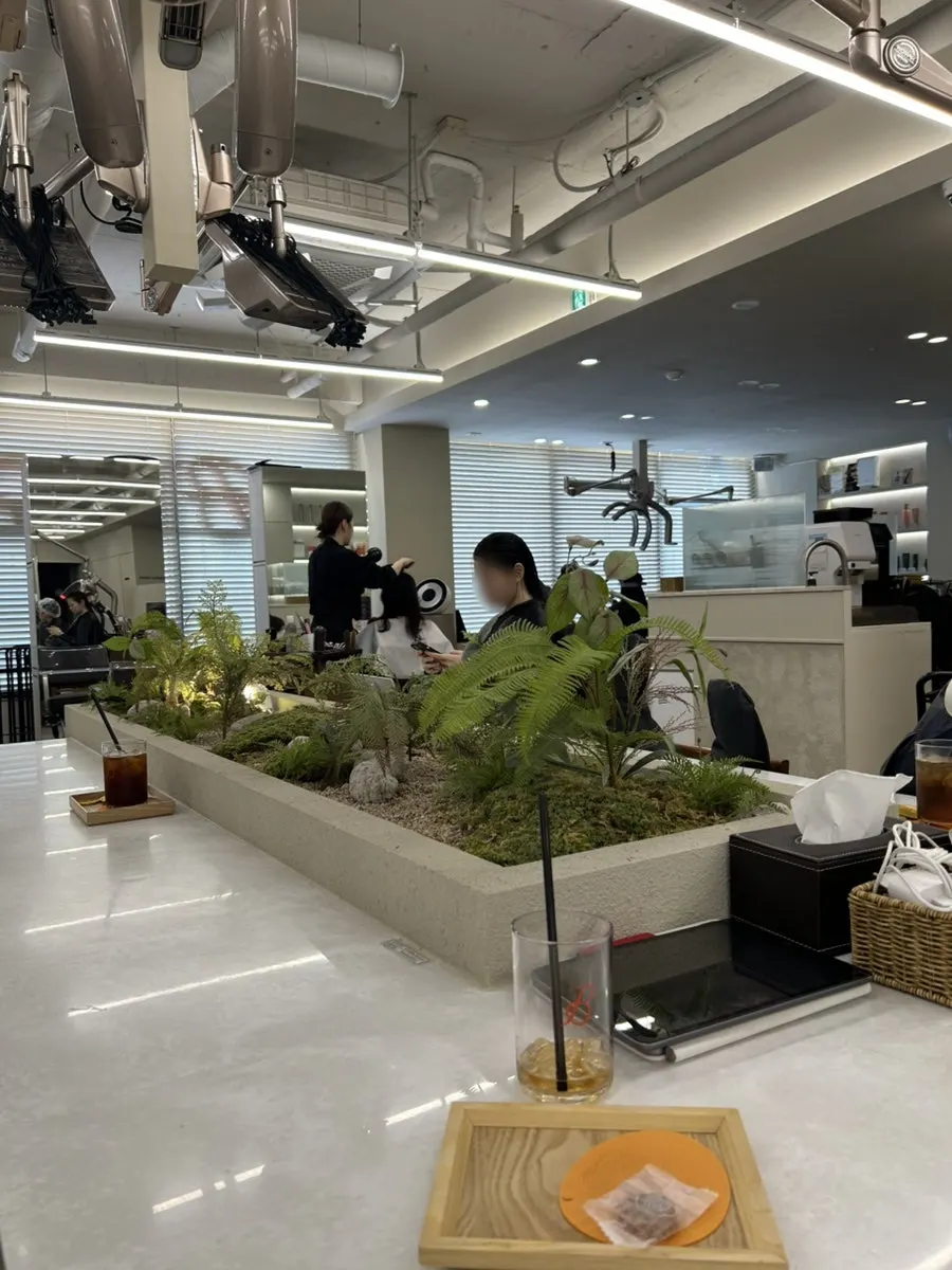 Neatly arranged salon service area