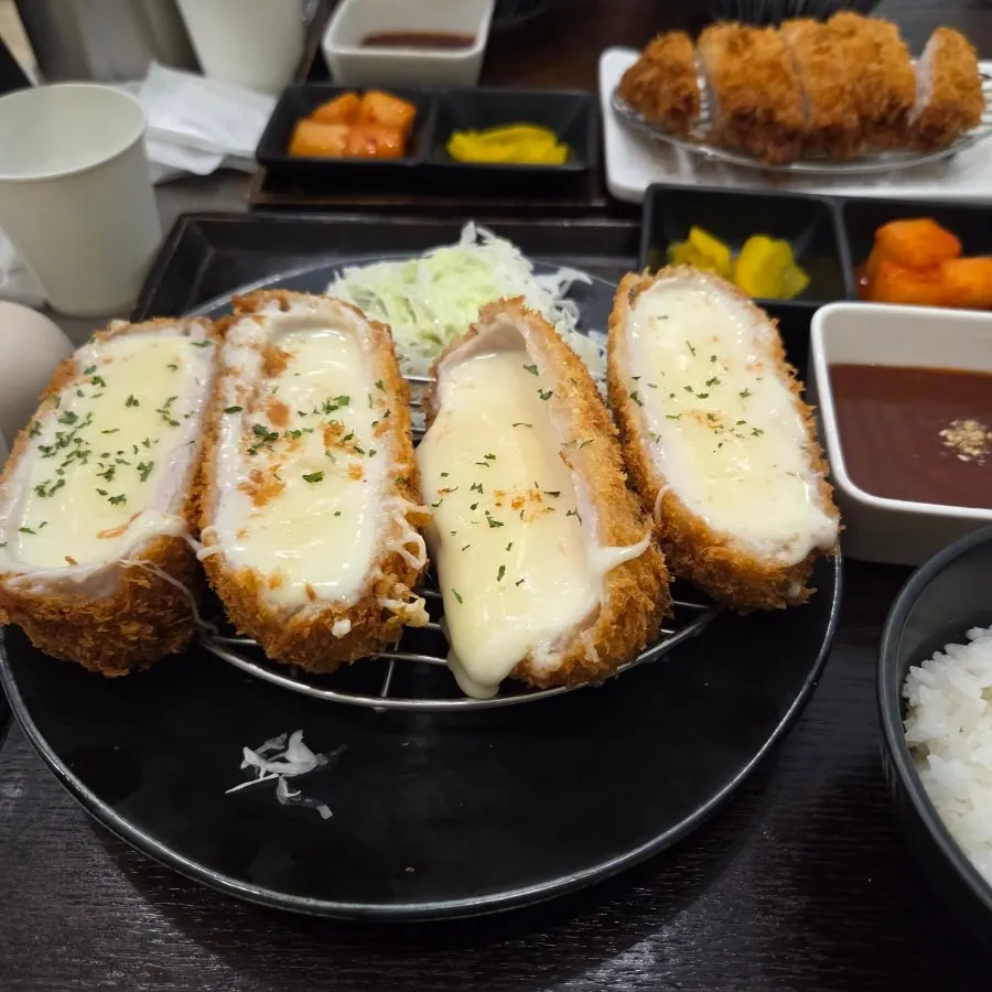 Ordered mozzarella cheese pork cutlet and set