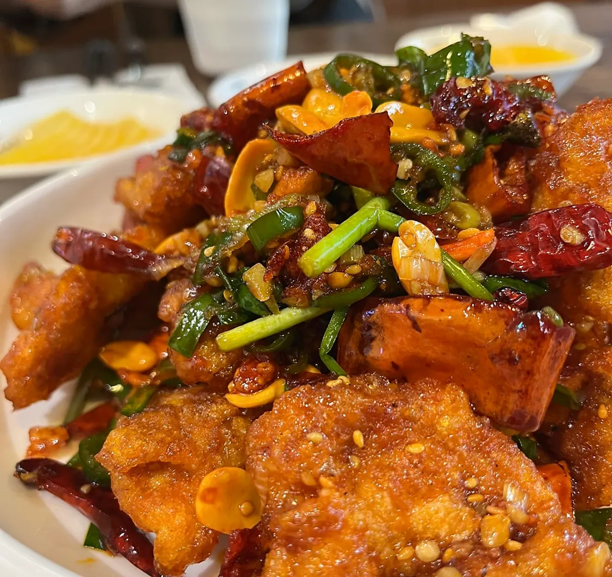 Spicy kkanpunggi with a crispy coating