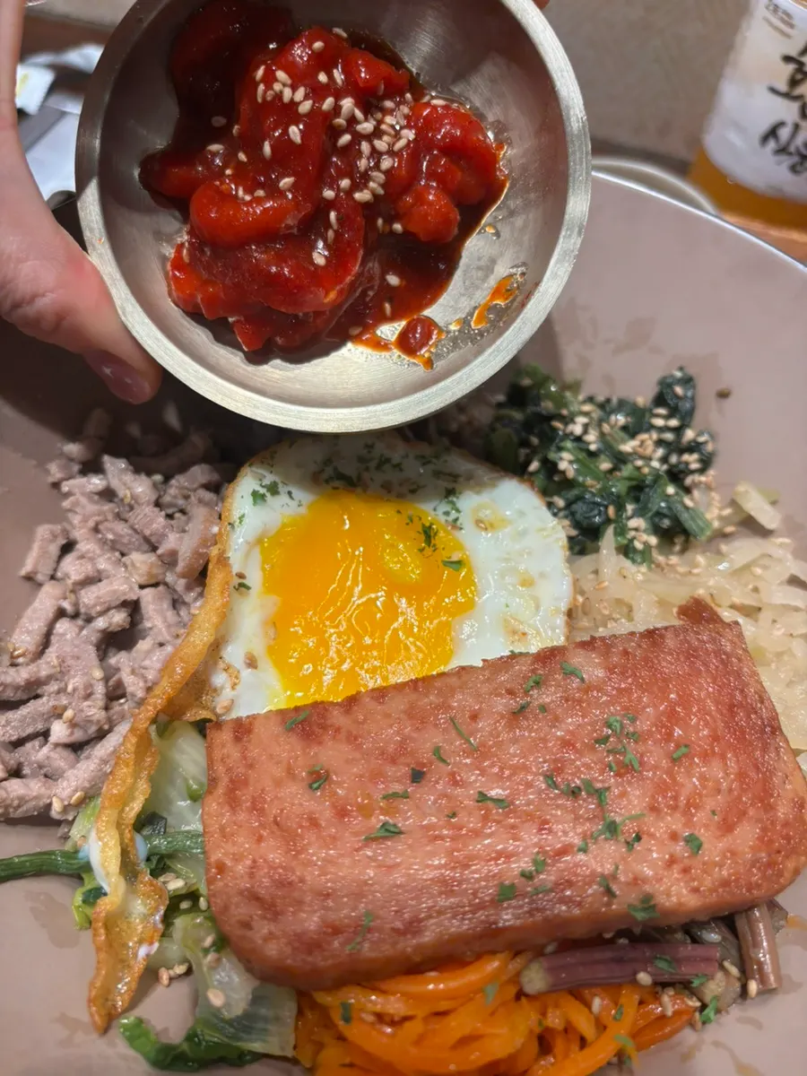 Self-collected seafood ssamjang bibimbap