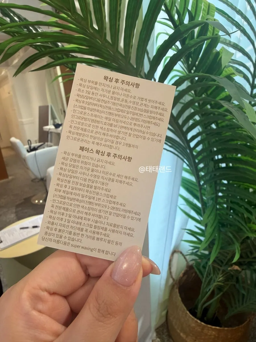 페이스 왁싱과 바디 왁싱 메뉴 안내