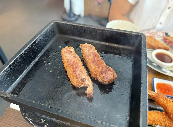 Gyukatsu grilling over the butter brazier