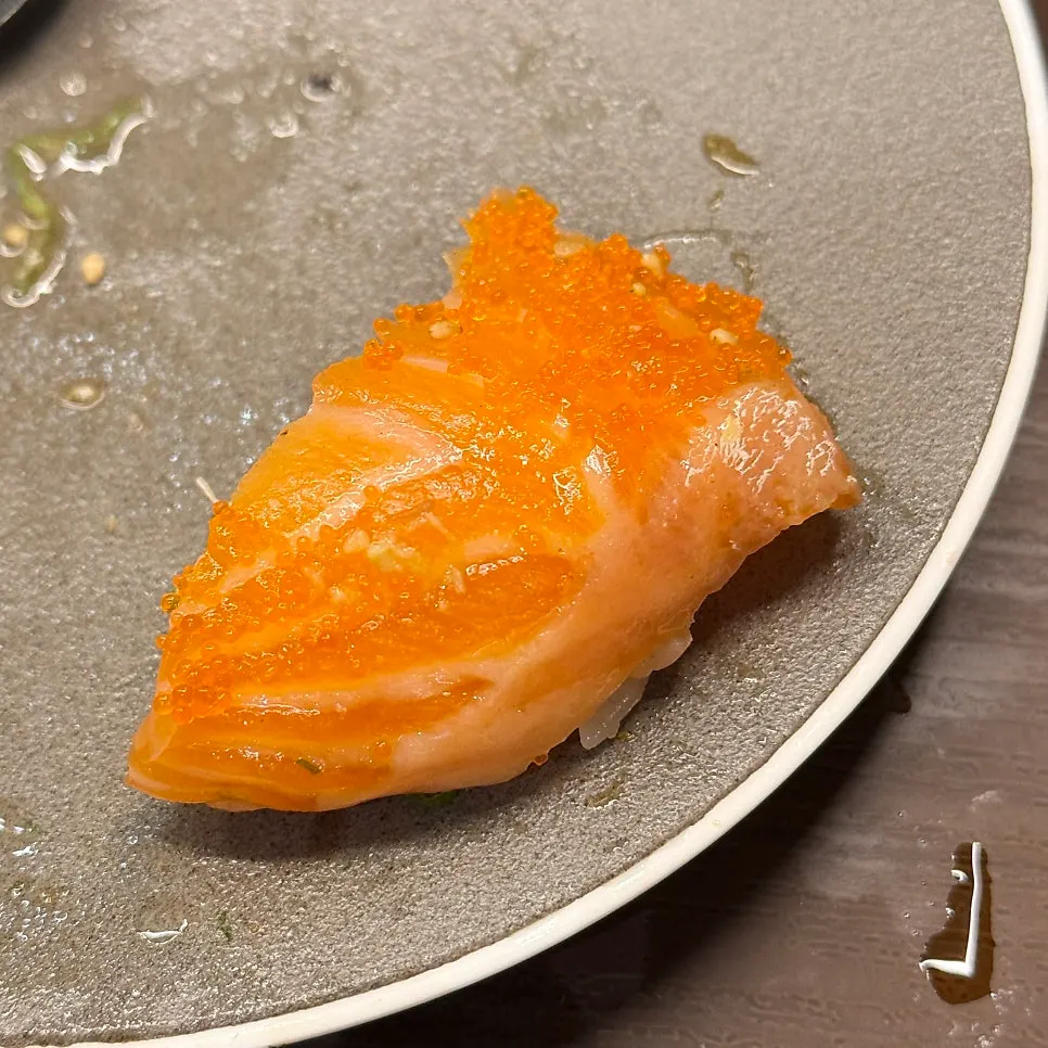 Close-up of kaisendon showing shrimp and squid