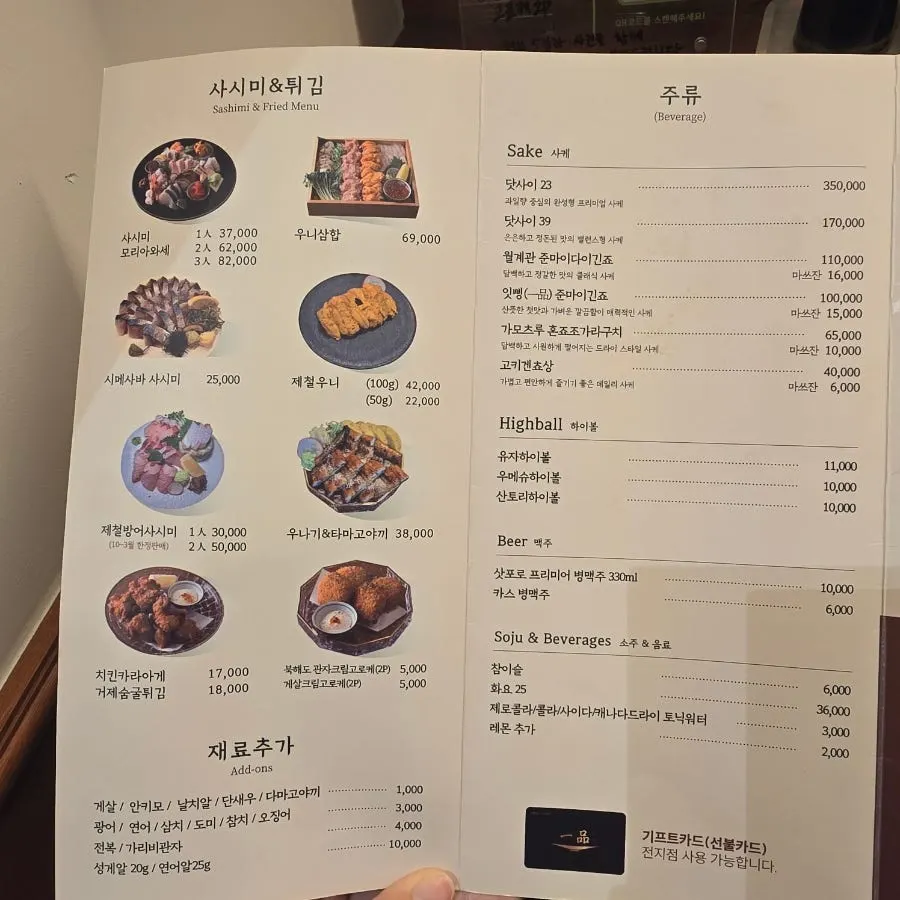 Set sushi menu with prices