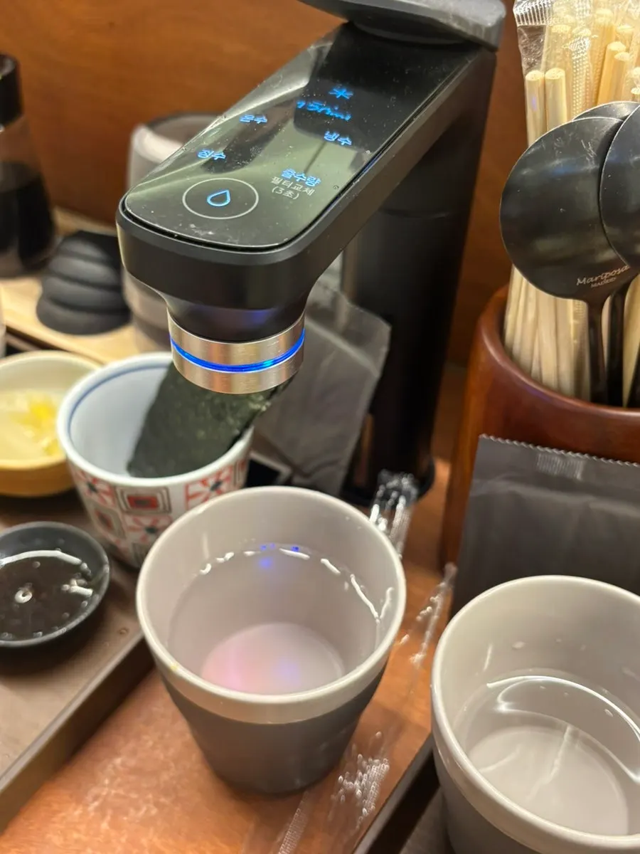 Personal water dispenser set up at the table