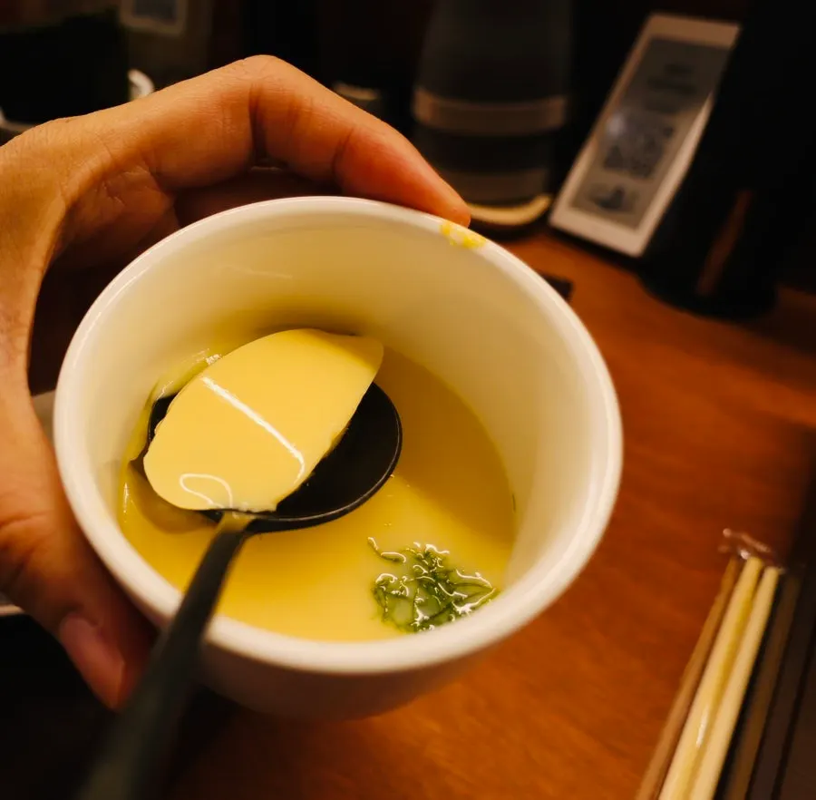 Chawanmushi steamed egg custard served before the meal