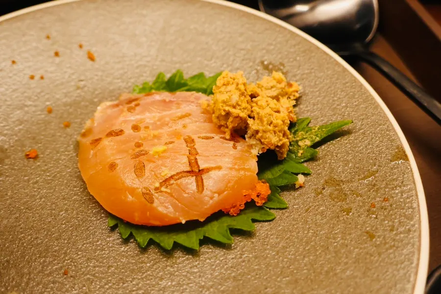 Sweet shrimp eaten together with the ankimo