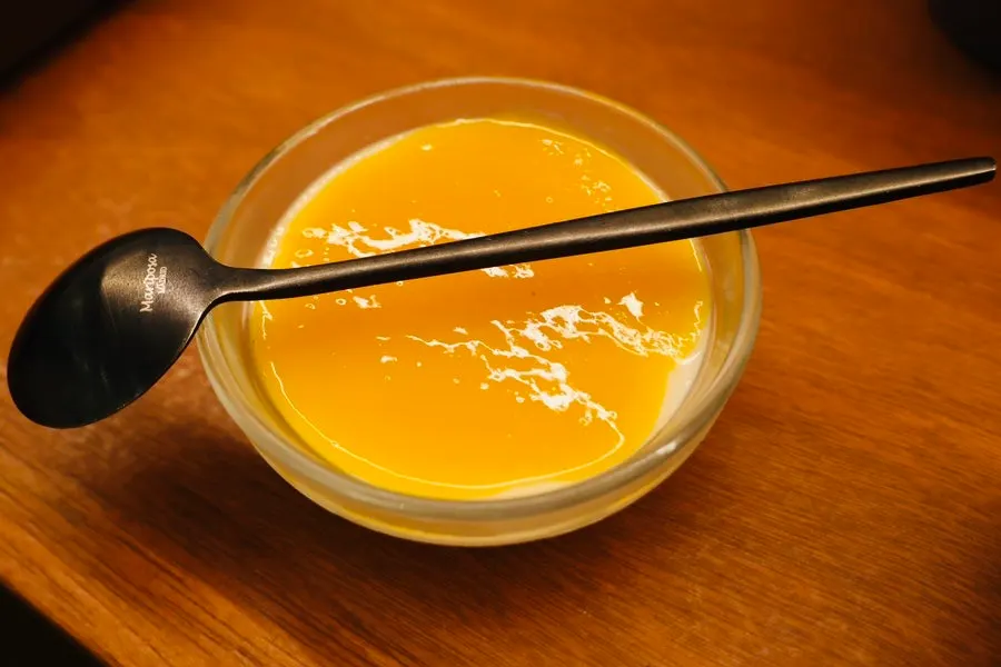 Mango panna cotta served as dessert after the meal