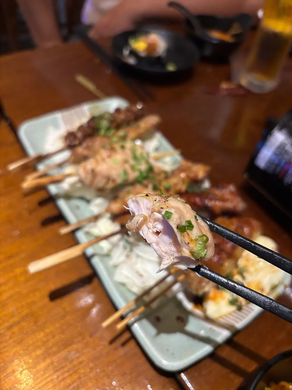 직원 설명대로 순서를 맞춰 먹은 야키토리 꼬치