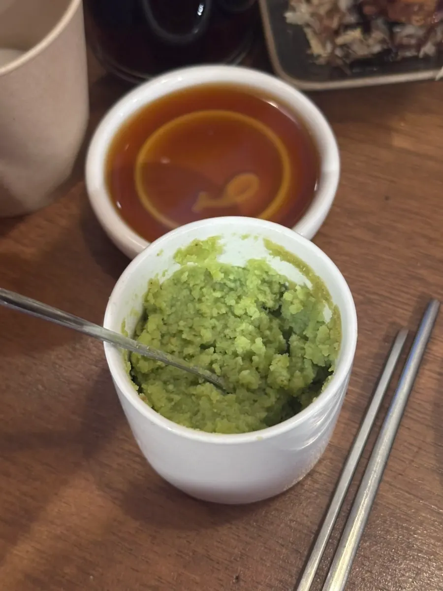 Side dish plate served with fresh wasabi