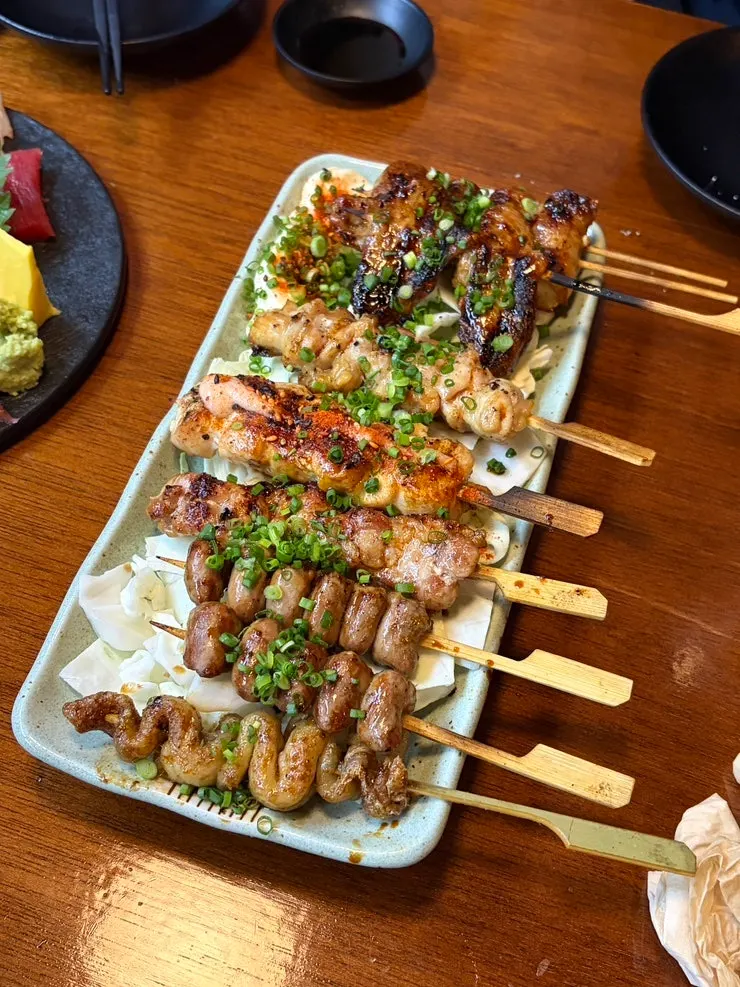 Skewers of Goko's 7-piece yakitori