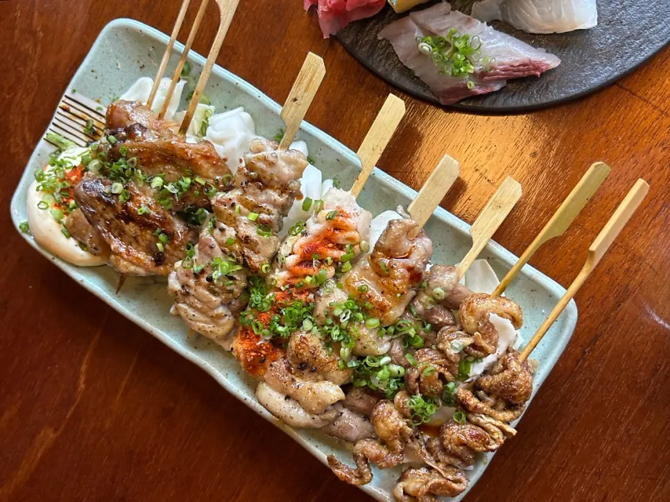 Charcoal-grilled Goko 7-kind yakitori spread