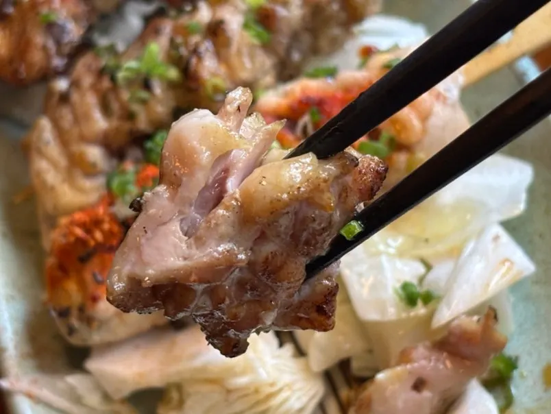Yakitori served with salt and sauce