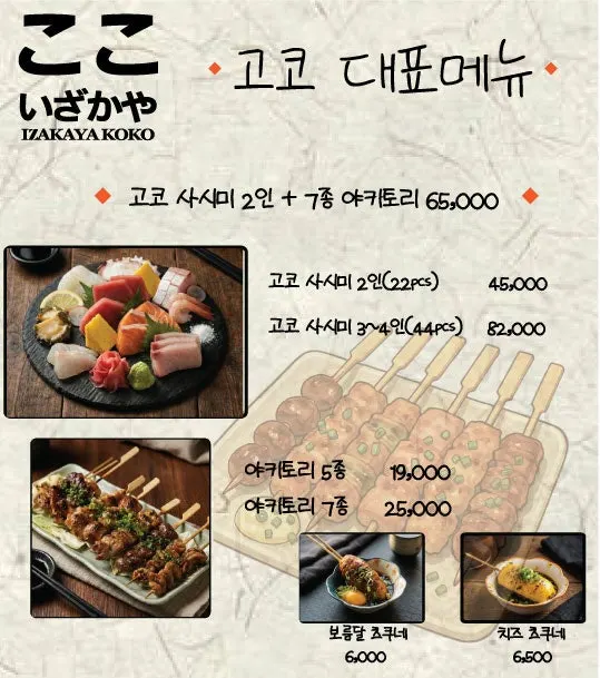 Japanese menu at Izakaya Goko