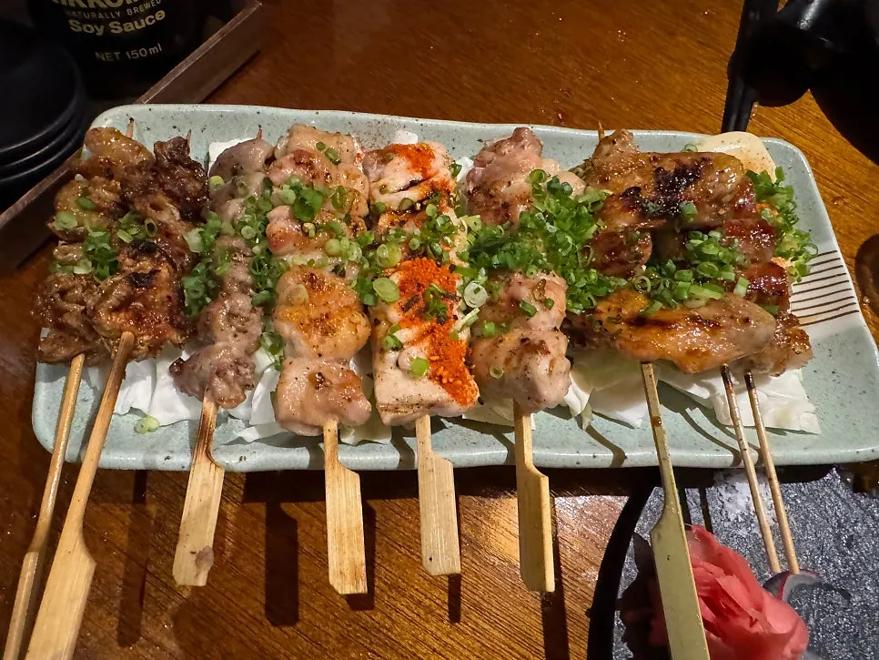 Spicy seafood nabe and yakitori