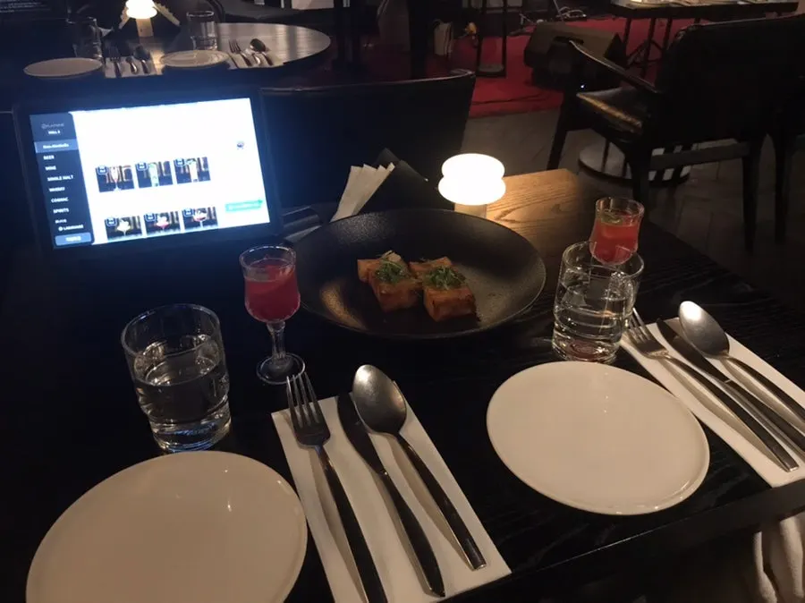 Two-person table setting with a mini lamp