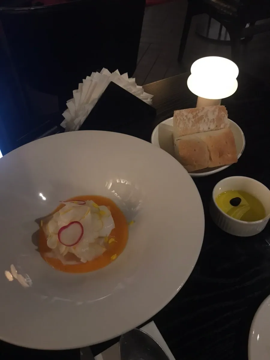 A plate of crispy dauphinoise amuse-bouche
